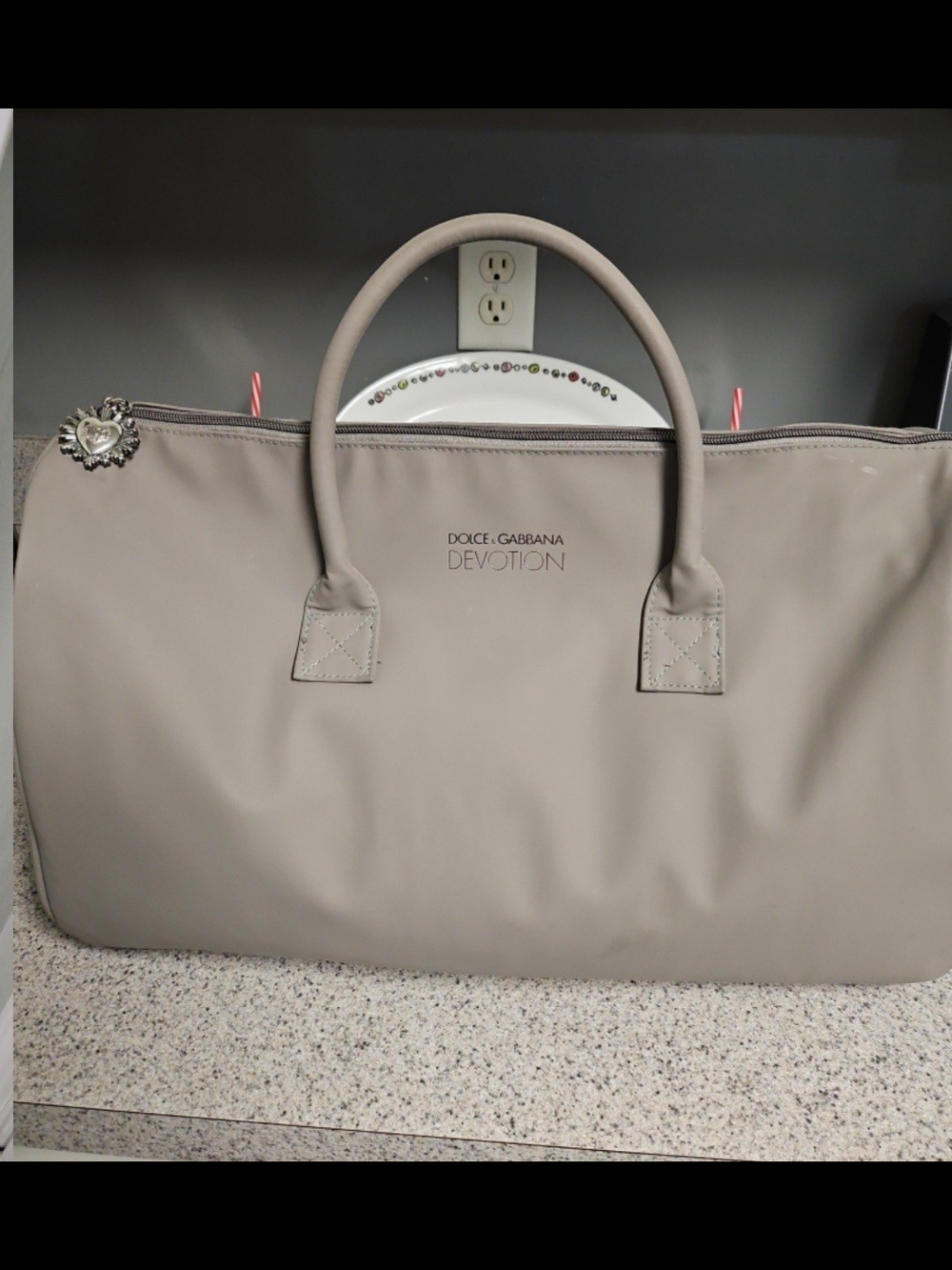 Dolce & Gabbana Devotion Taupe Leather Travel Tote